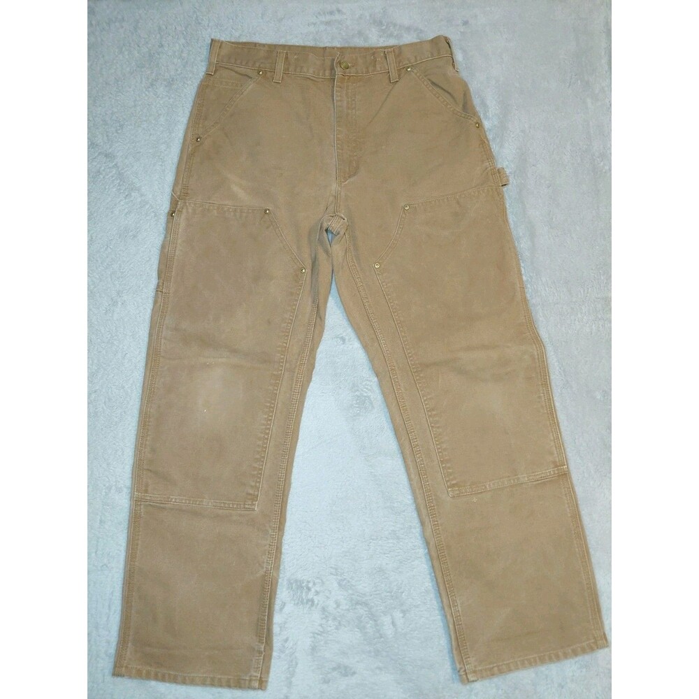 VTG Carhartt Pants Mens 32x29 Beige Double Knee Distressed Grunge See Descript